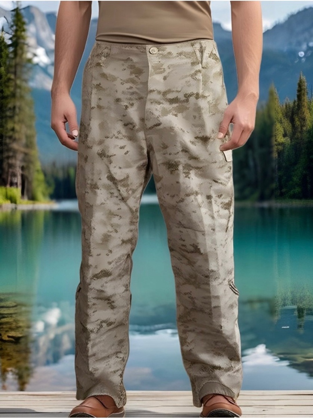 Frog Combat Men's Camo Cargo Pants - Sand/Olive Camo